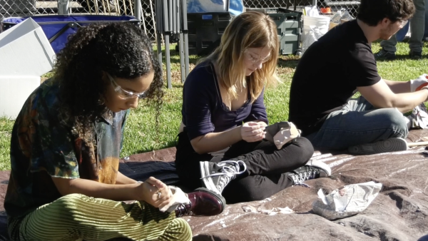 Students participating in the Anthro-Survivor Contest.