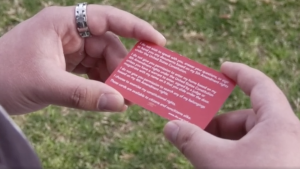 The college is handing out ‘Constitutional Rights’ cards to students here on campus