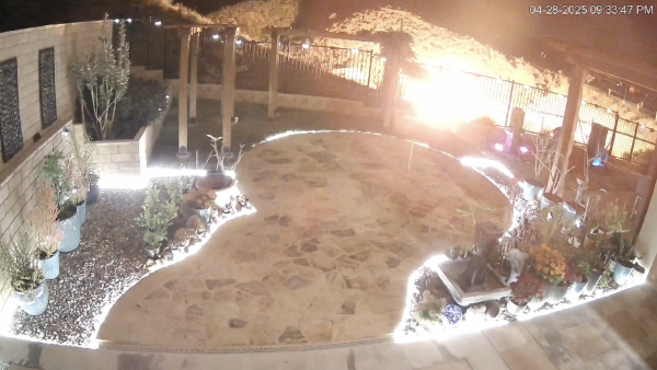 A firework explosion at the back of Lilly Chiang's house.