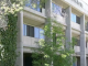 The building is a prominent example of Brutalist architecture, a style characterized by its heavy use of raw, board-formed concrete and functional, geometric shapes. In the image, you can see the distinctive vertical concrete columns and the "COMMONS" signage at the top, along with the characteristic ivy-covered pillar that has become a staple of the building's aesthetic.