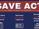 Graphic titled “SAVE Act (Safeguard American Voter Eligibility Act)” with three points: requires states to remove non-citizens from voter rolls, requires verification of U.S. citizenship to register to vote, and allows citizens to file lawsuits against officials who register non-citizens to vote. Includes icons of a checklist, ID card, and gavel.